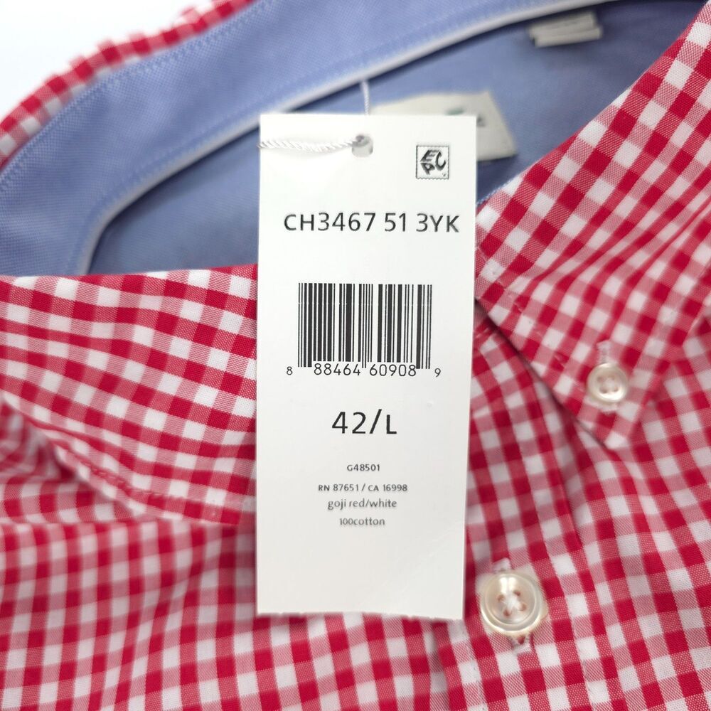 NWT Lacoste Regular Fit Check Sport Shirt Goji Red White Plaid Preppy Academia - Picture 10 of 11